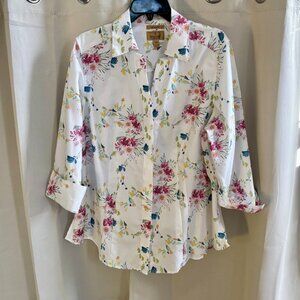Vtg Investments Taylor Top Size 14W Floral‎ Button Up Cotton Boho Fitted 18002